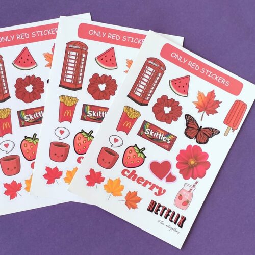 Red Theme Stickers sheet