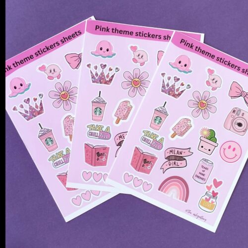 Pink Theme Stickers Sheet