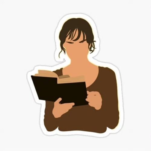 Brown Reading Girl - Sticker