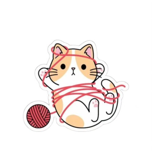 Catty Stuck in Thread- Sticker