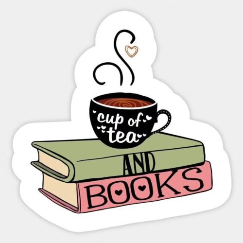 Cup of tea an books - Sticker