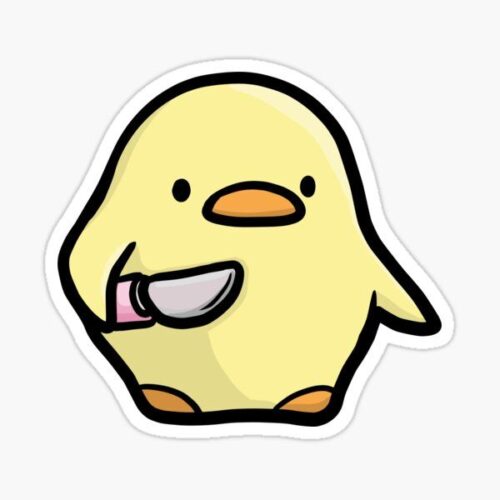 CUTE CHICK WITH KNIFE STICKER