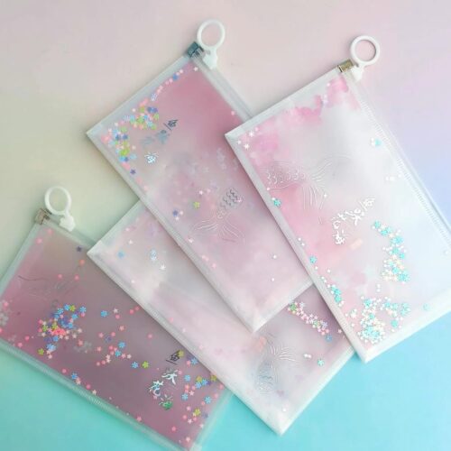 Mermaid Tail Sparkles Stars Transparent - Pouch
