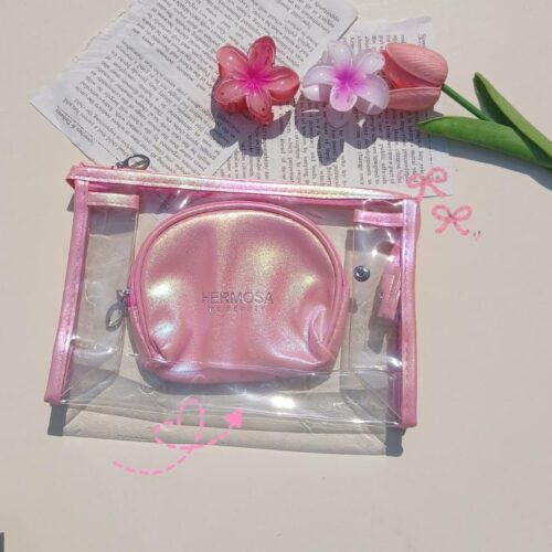 Shimmery 2 in 1 Makeup Pouches(Pink)